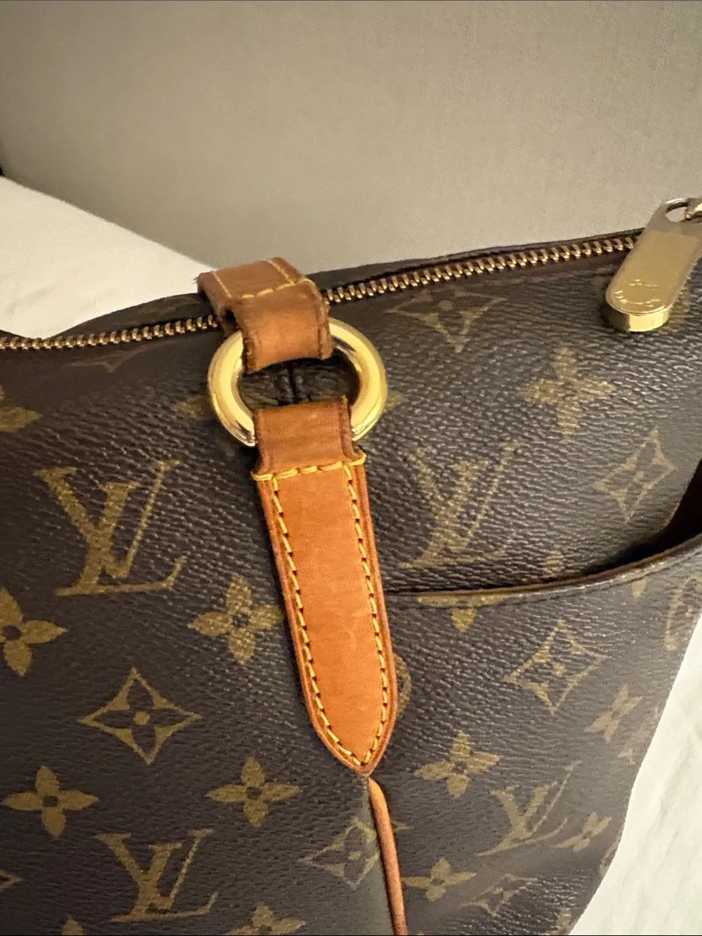 Authentic Louis Vuitton Monogram TotallyPM Canvas Shoulder Tote in Brown and Tan